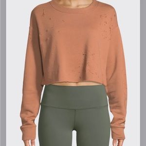 ALO Yoga Distressed Cropped Sweatshirt